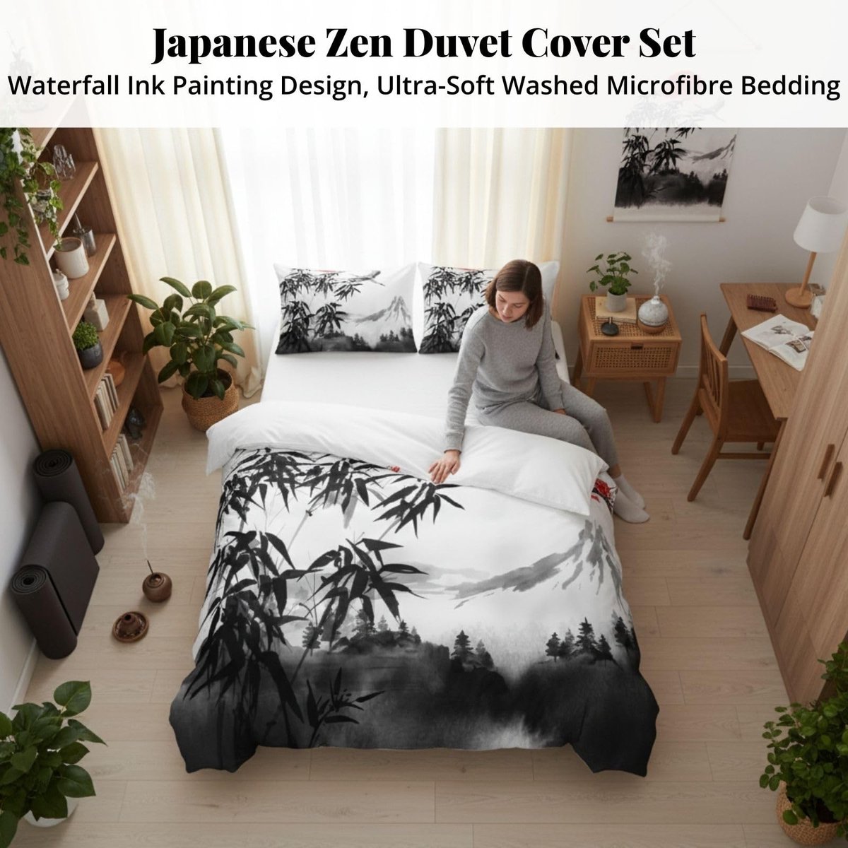 Omgoods - Japans Stijl Duvet Cover Set met Vintage Design