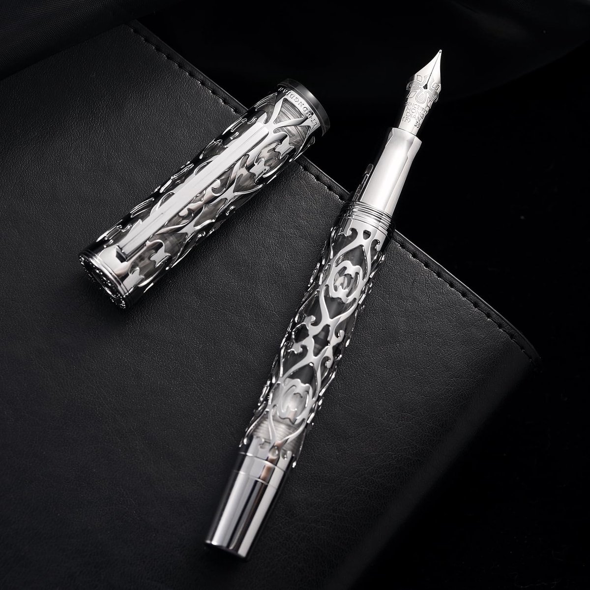 Omgoods - Hongdian D1 Piston Fountain Pen - Extra Fijne Nib met Holle Skelet en Houten Doos