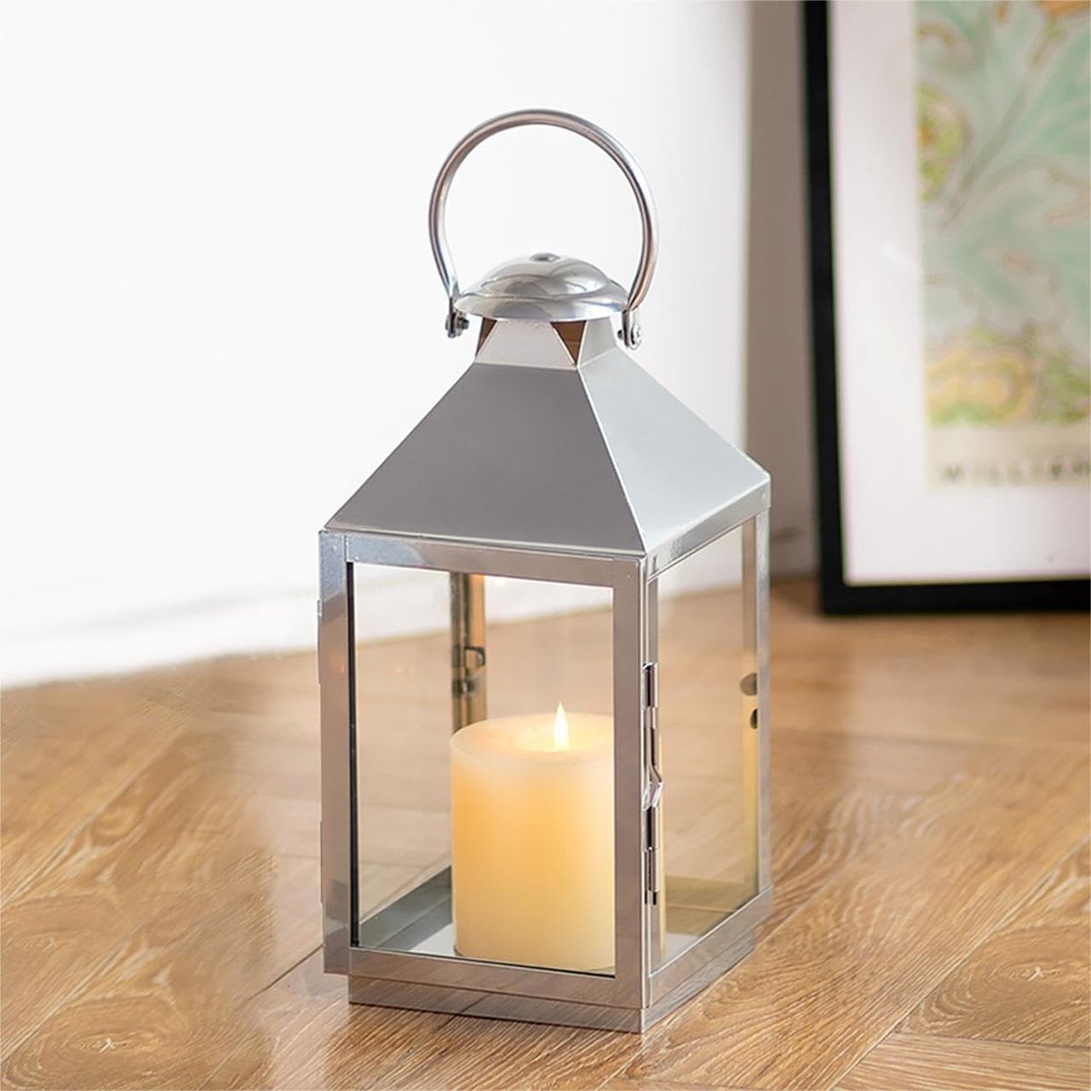 Omgoods - Tuin Kaarsenlantaarn - Decoratieve Hanglamp van Metaal en Glas voor Binnen en Buiten