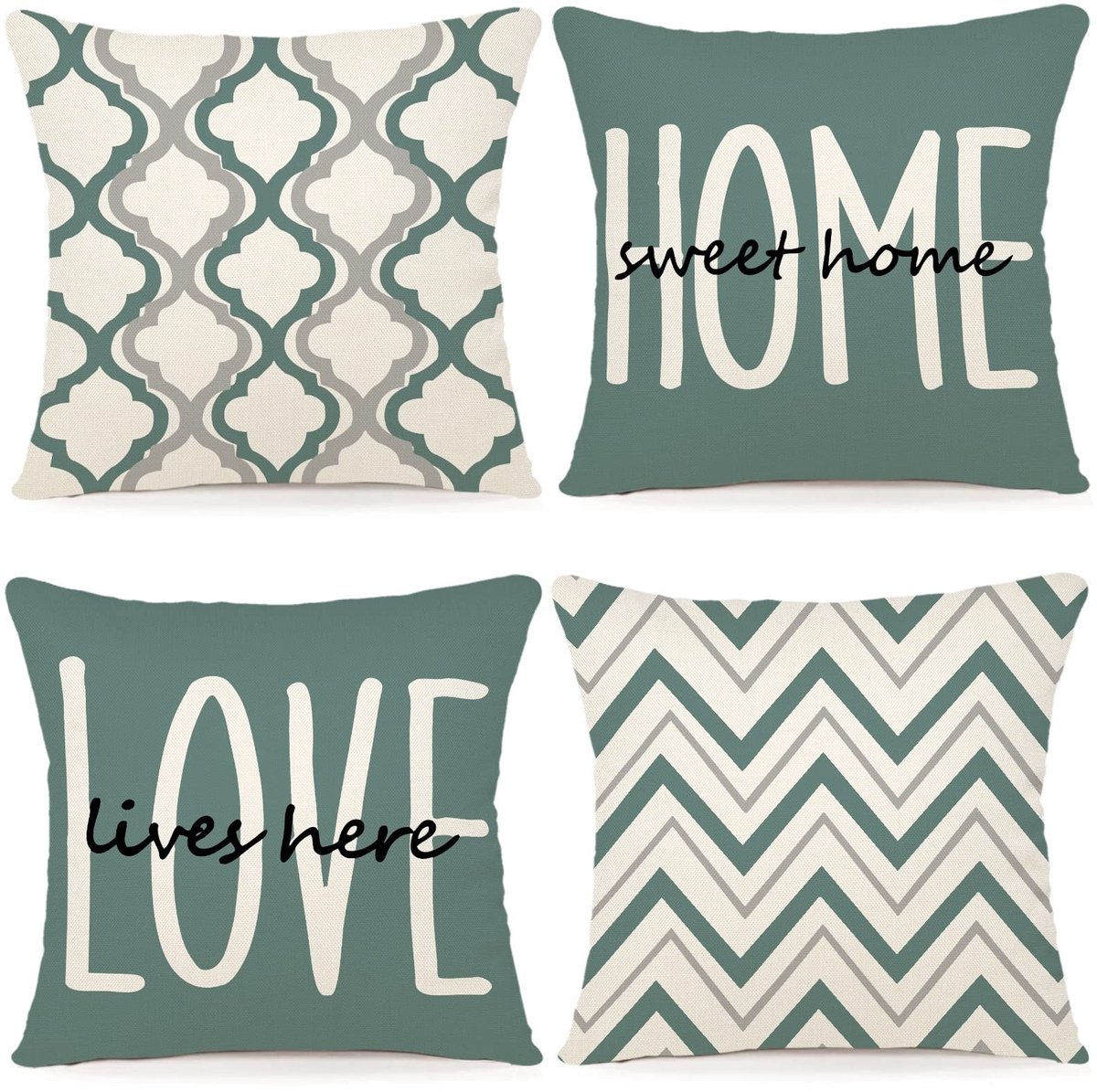 Omgoods - Set van 4 Kussenhoezen 50 x 50 cm Katoen Linnen voor Sofa en Woonkamer