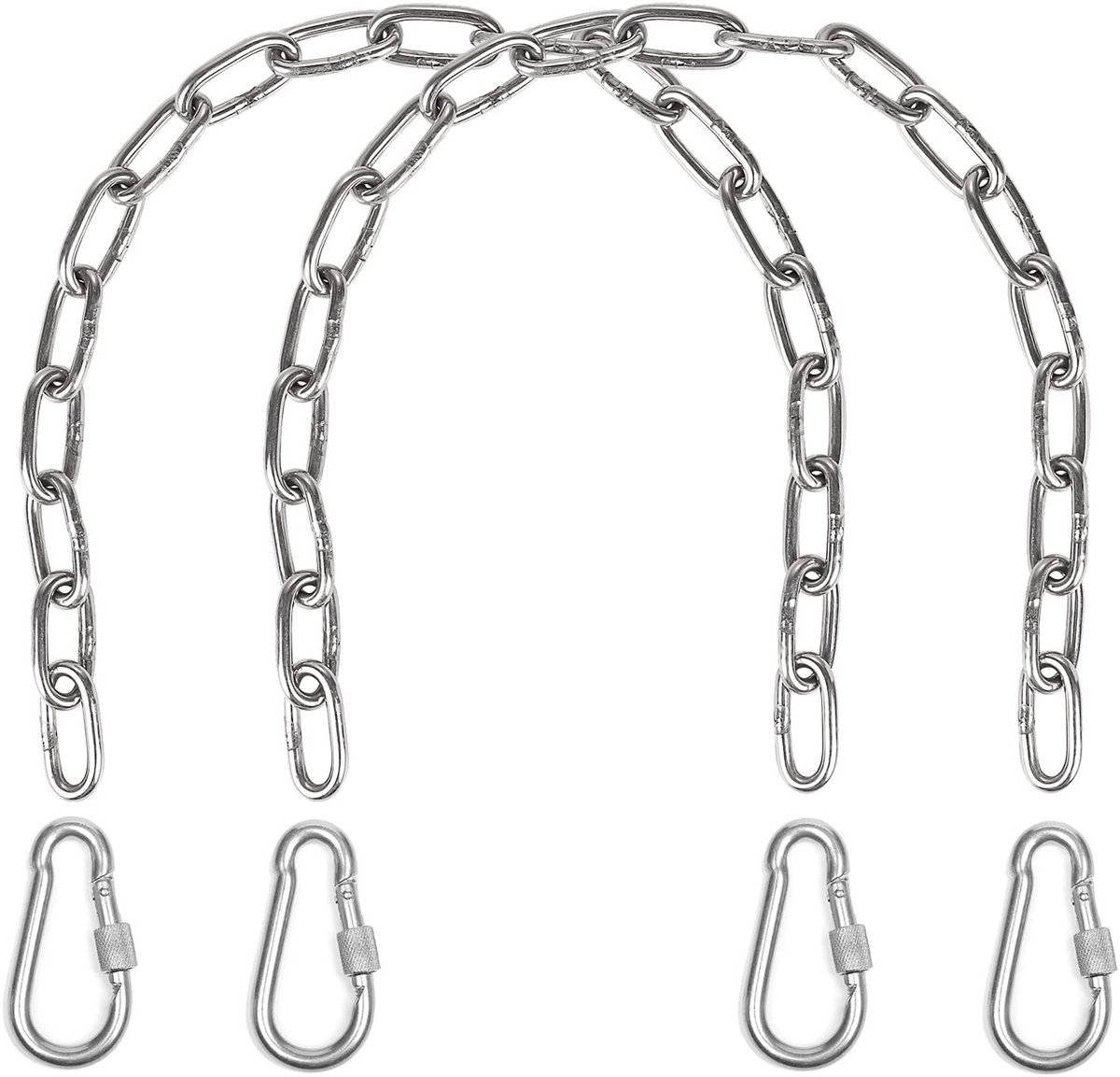 Omgoods - Heavy Duty Hangketting voor Hangstoelen en Schommels - Inclusief 4 Carabiners