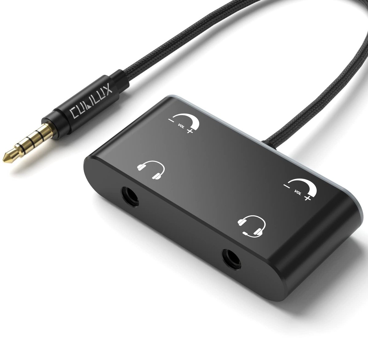 Omgoods - Dual Hoofdtelefoon Splitter met Volume Regelaar - Zwart