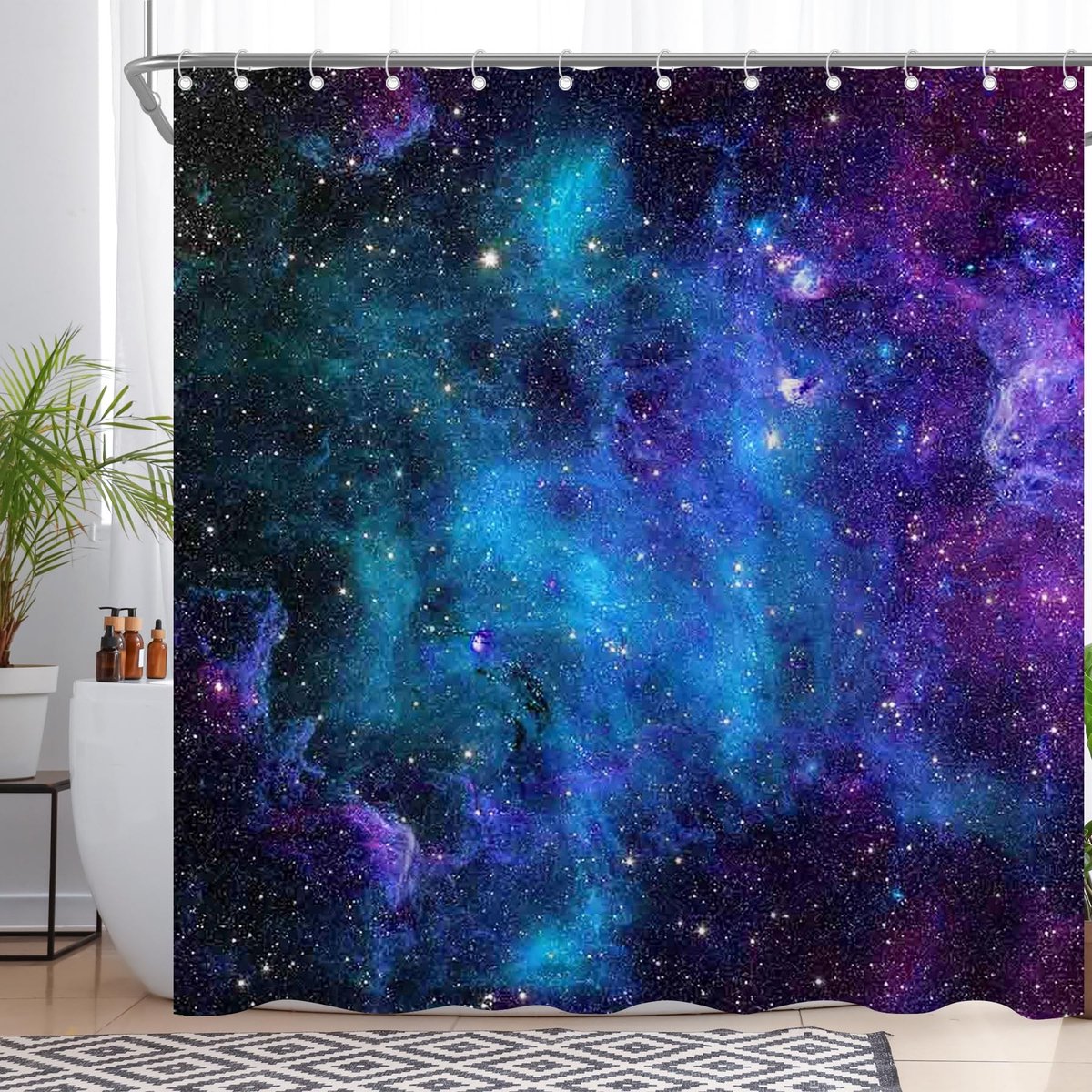 Omgoods - Douchegordijn Galaxie met 12 Haken Waterdicht Polyester 180 x 180 cm