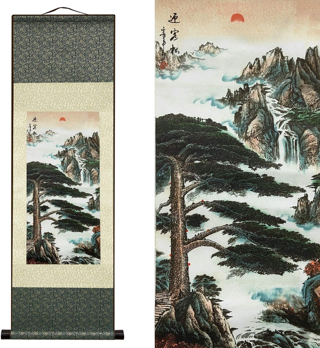 Omgoods - Chinese Schilderij Wanddecoratie - Oosterse Natuur Kunst voor Woonkamer