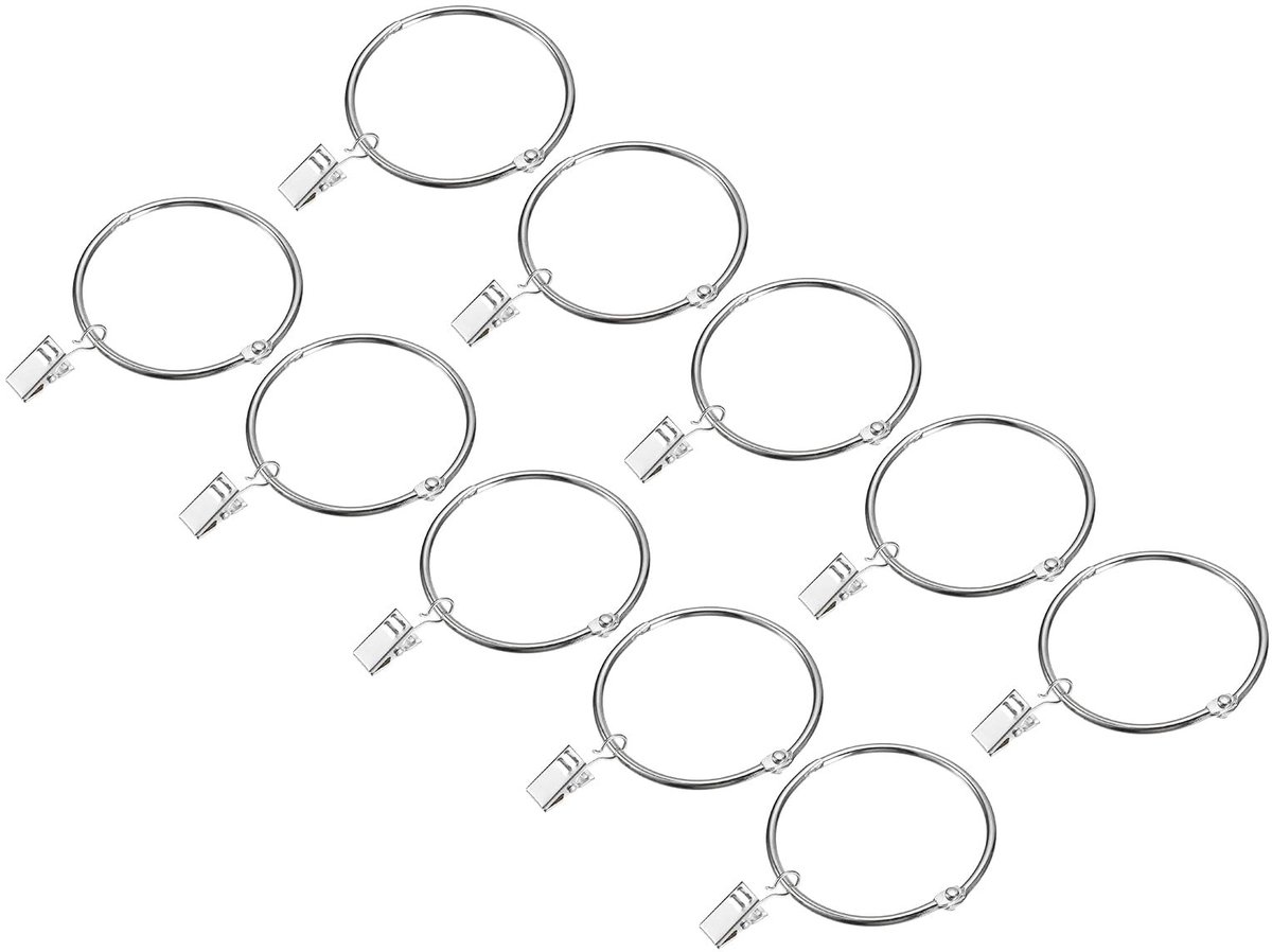 Omgoods - 20 Stuks Gordijnringen met Clips - 5,5 cm Zilveren Ringen