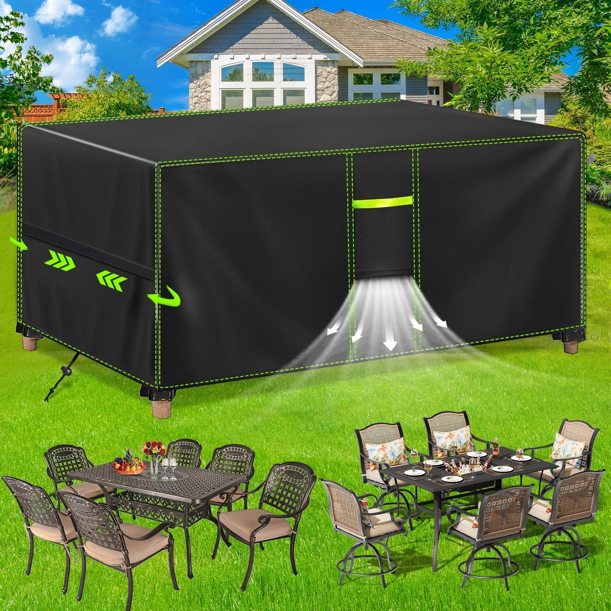 Omgoods - Waterproof Afdekhoes voor Tuinmeubelen, Winterbestendig 420D Oxford