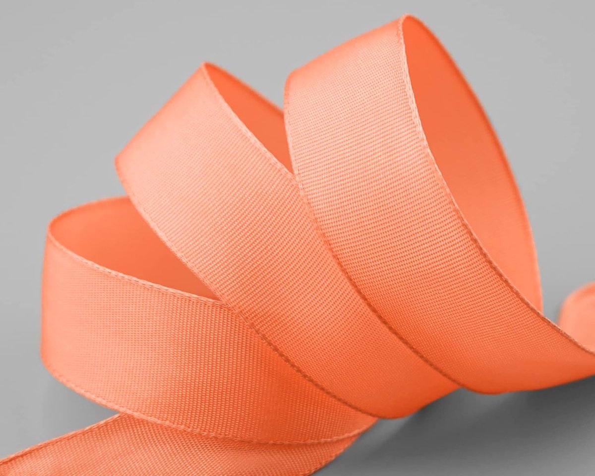 25 m x 25 mm draadrandband Apricot zalm (034) Dekoband met draadranden eenkleurig cadeaulint stoflint lint visco draad van hernieuwbare grondstoffen biologisch afbreekbaar