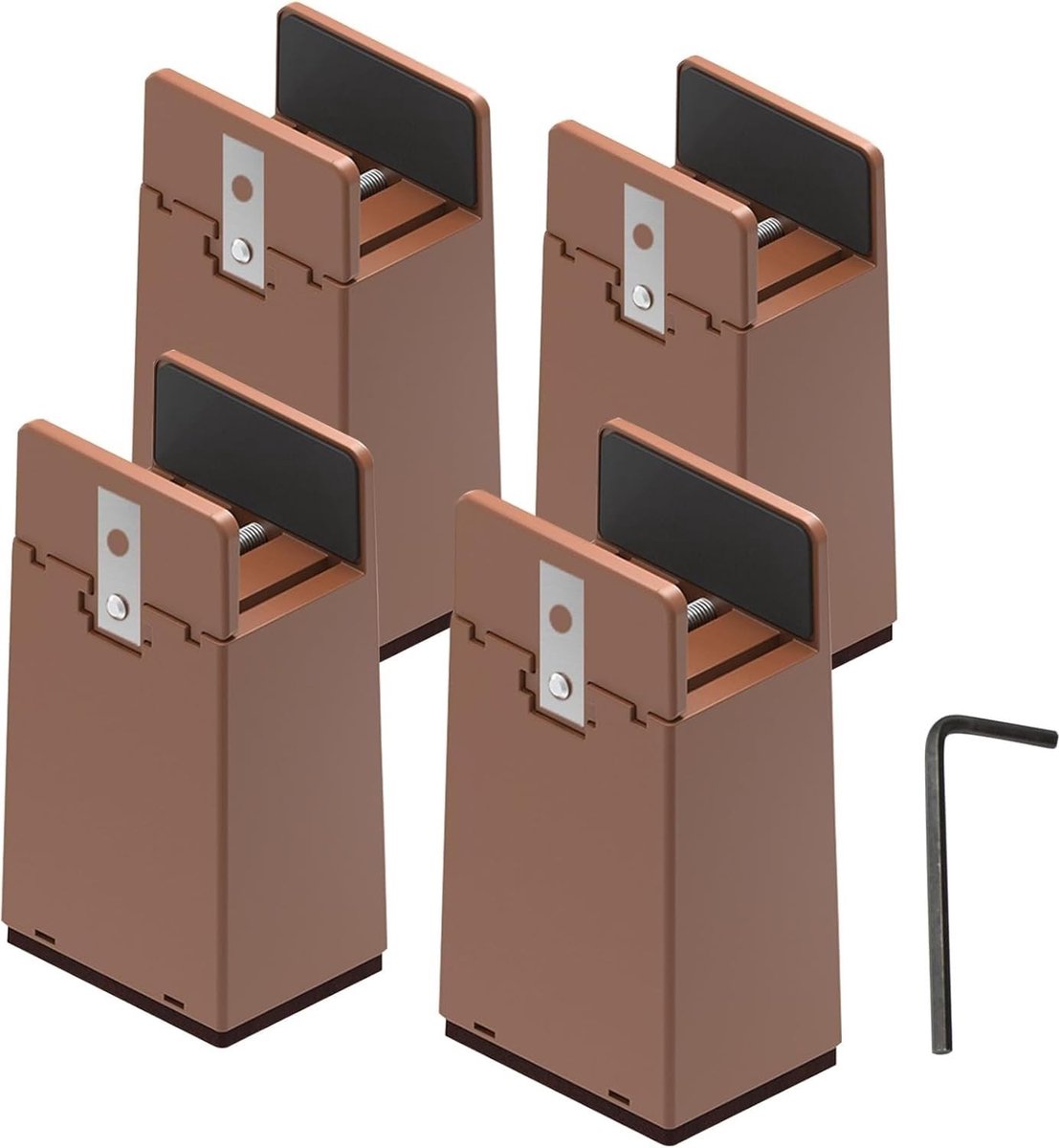 Omgoods - Set van 4 Verstelbare Meubelverhogers 10 cm - Bruin