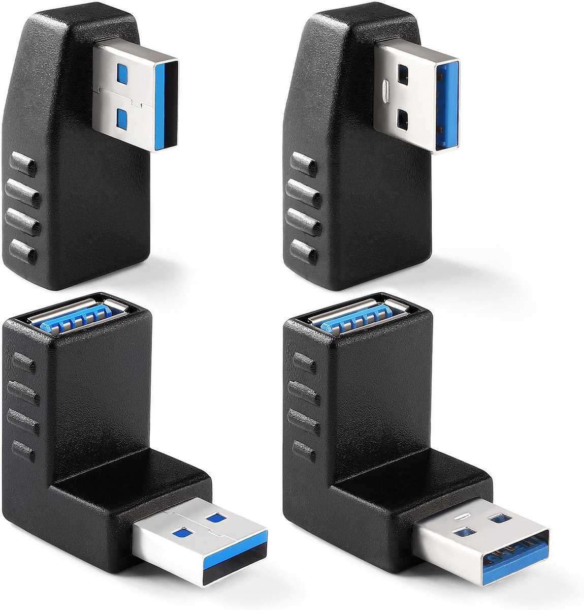 4 Stuks USB 3.0 Hoekadapter 90° Graden Hoekadapter, USB 3.0 Man-Vrouw Hoekadapter Hoekadapter, USB Hoekstekkerkoppeling