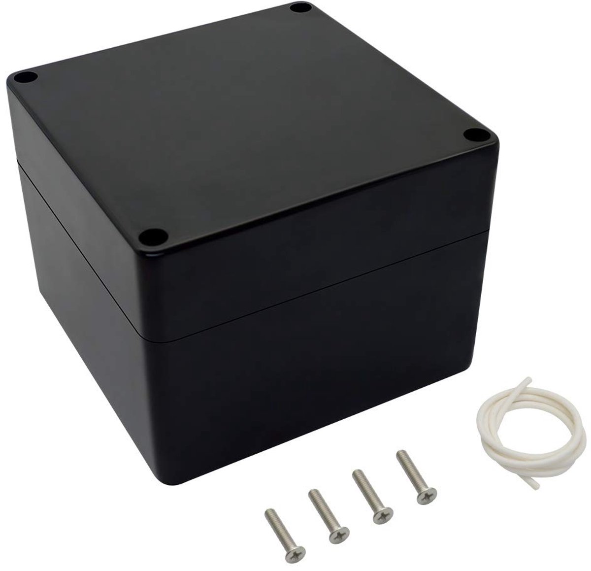 Project Box Verdeeldoos, ABS-kunststof, IP65, waterdicht, universele behuizing, zwart, buitenmaat 120 x 120 x 90 mm (1 stuk)