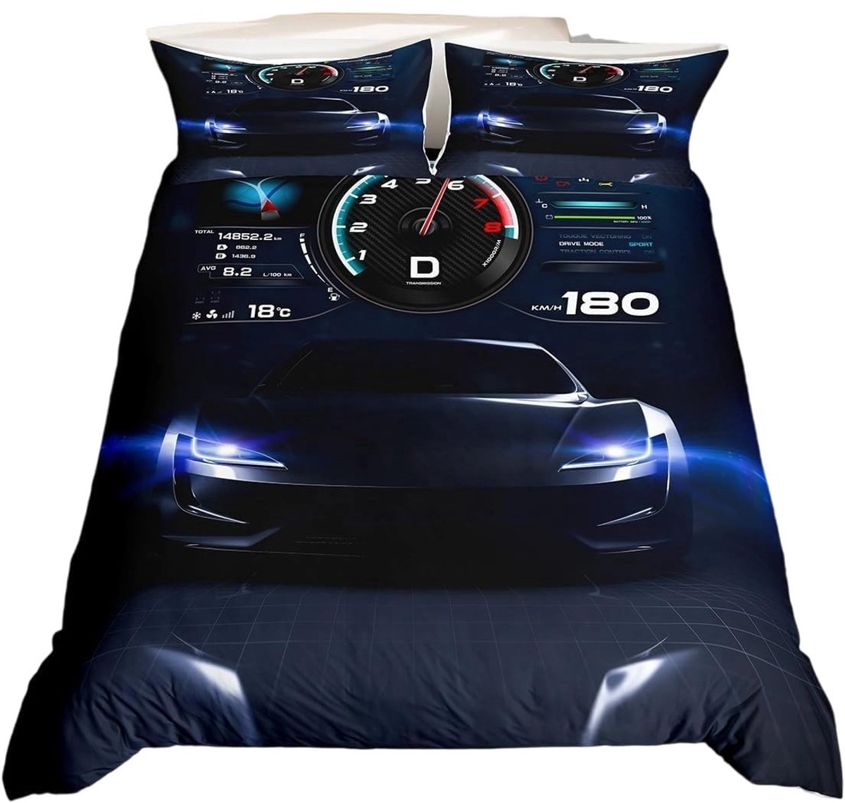 Omgoods - Racing Car Duvet Cover Set voor Kinderen met Sportthema