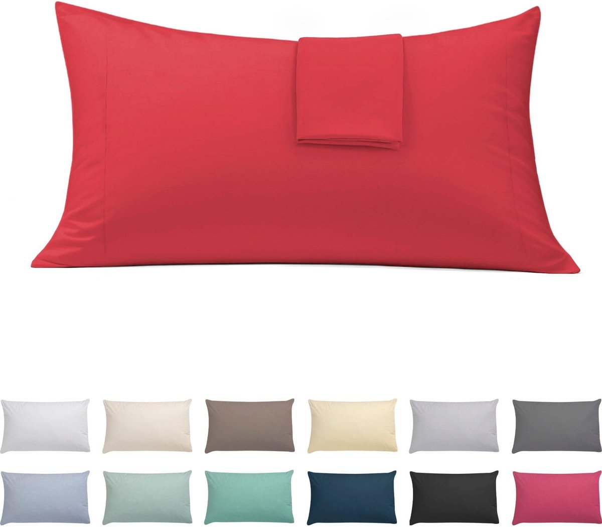 Omgoods - Set van 2 Extra Zachte Kussenhoezen 45x80cm Rood