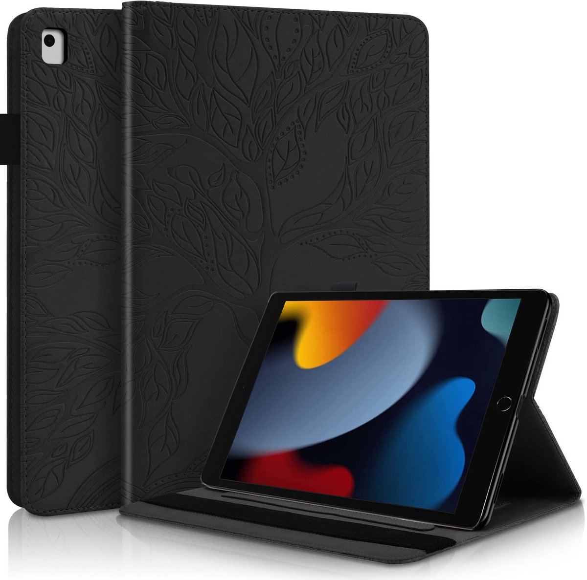 Omgoods - Case voor iPad 9/8/7 (10.2 inch) - PU Leren Folio met Penhouder
