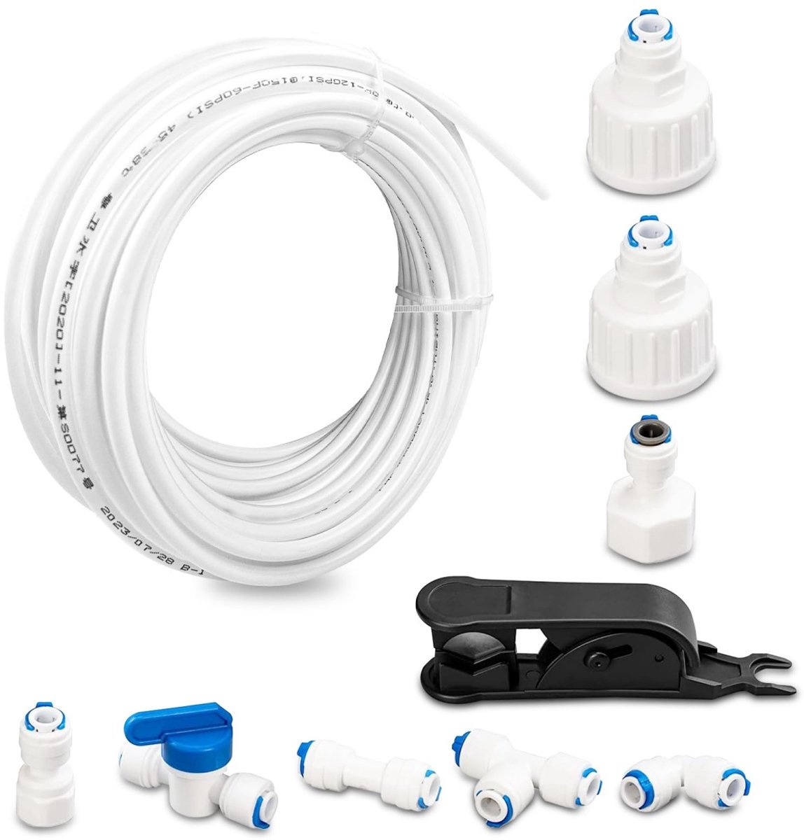 longziming -Waterleiding Aansluitset – Waterfilter Slang Set – Aansluitkit – Voor Koelkast en Waterzuiveraar – Snelaansluiting met Afsluitkraan – POM Materiaal – 15 m – 1 Set