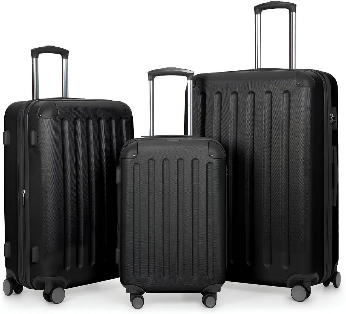 SP® Kofferset - Koffer Handbagage - Reiskoffer Set - Zwart - 35cm x 47cm x 75cm
