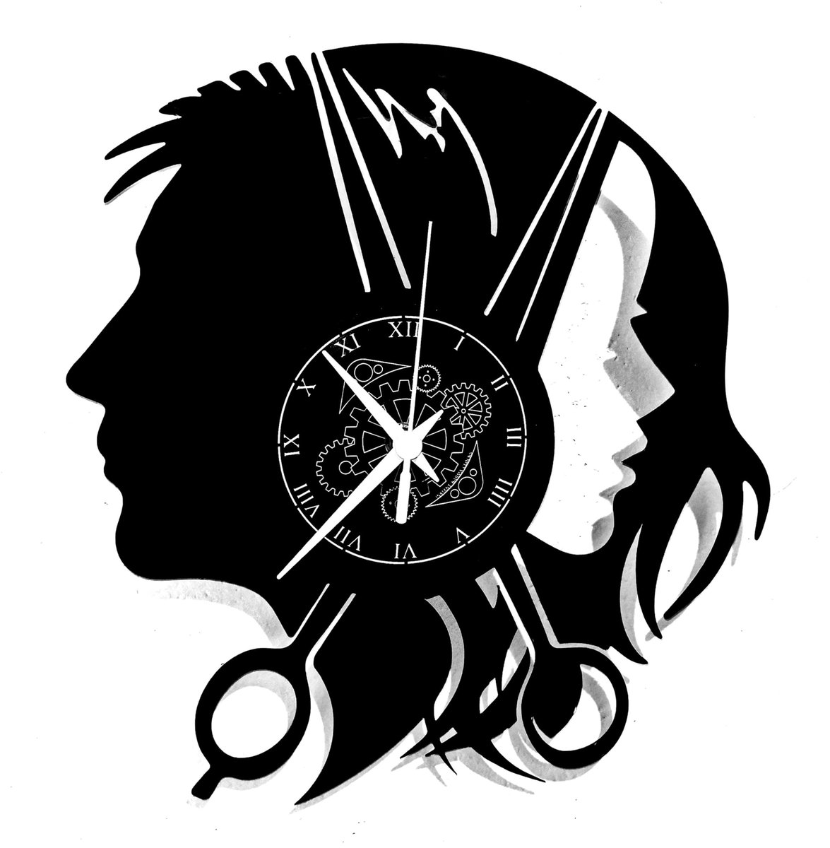 Omgoods - Vinyl Wandklok Kapper Schoonheidssalon Decoratieve Kunst