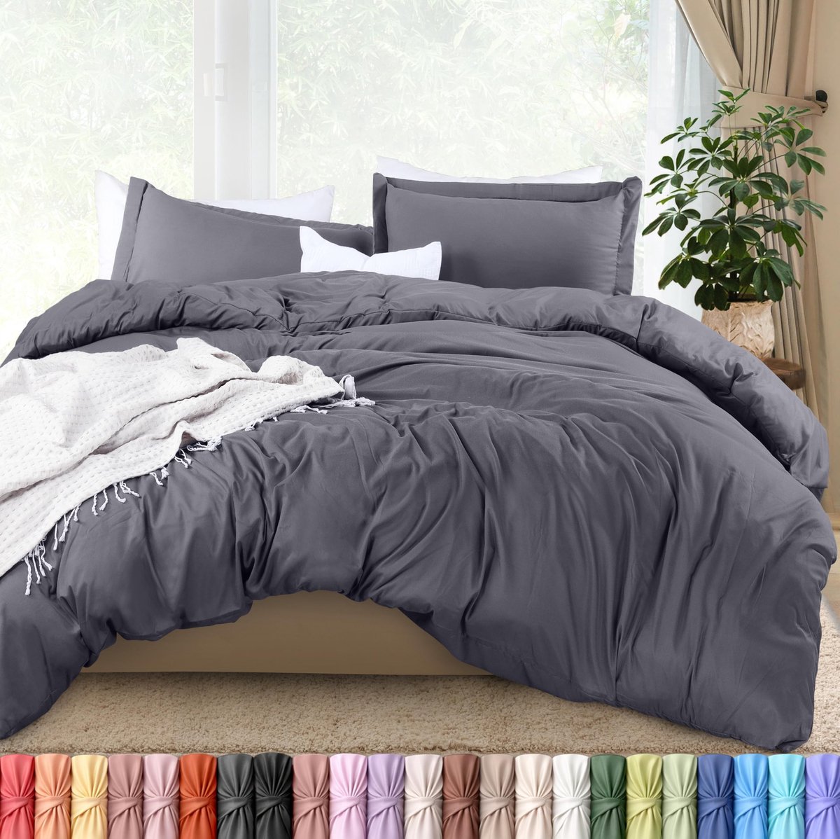 Omgoods - Luxe 3-Delige Duvet Cover Set in Grijs met Rits