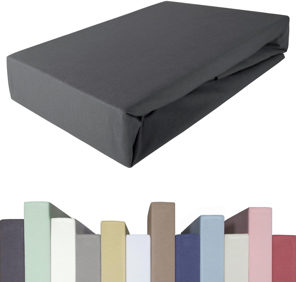 Omgoods - Hoeslaken voor Boxspringbed tot 40 cm - Premium Jersey Katoen in Grafietkleur