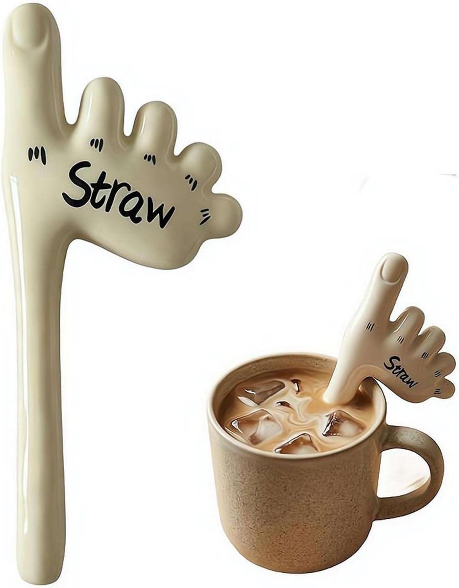 Ulisem - Keramieken rietje - Handgemaakt rietje in grappig teentjes ontwerp - Herbruikbaar en vaatwasserbestendig - Geschikt voor koffie, bubble tea en cocktails - Uniek cadeau voor feest en kantoor - Start een gesprek - Leuk voor verzamelaars