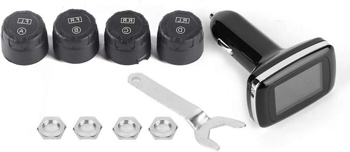 Bandendruk Controlesysteem - TPMS Sensor Set - Veilig Rijden - Realtime Monitoring - 4 Externe Sensoren - Zwart