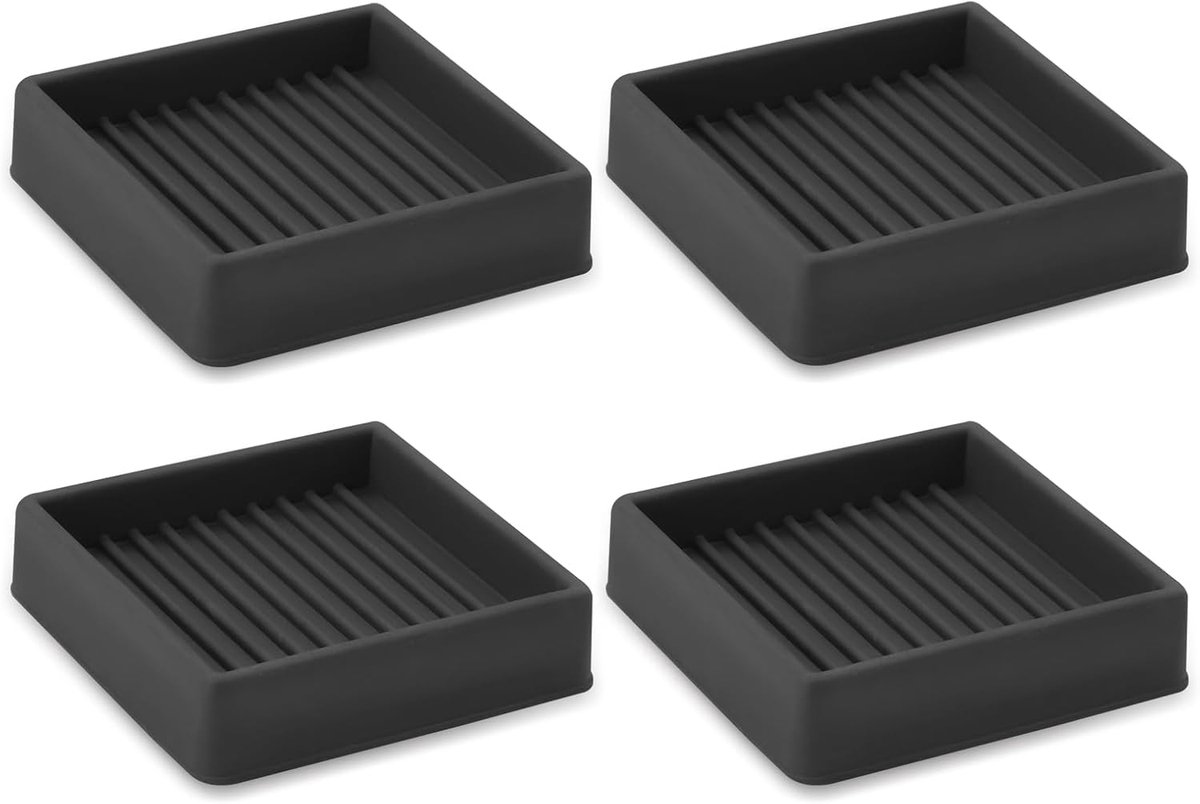 4 stuks antislip meubelpads, 5 x 5 cm, vierkante rubberen meubelbekers, meubelkopjes, meubelonderzetters voor hardhouten vloeren, voorkomen dat meubels glijden (zwart, 5 x 5 cm)
