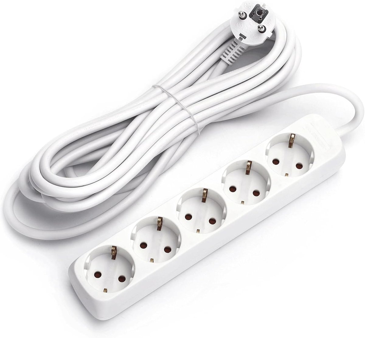 Stekkerdoos 5-voudig - 5 m - 3G 1,5 mm² - Wit - Ideaal voor thuisgebruik - ShopVlot
