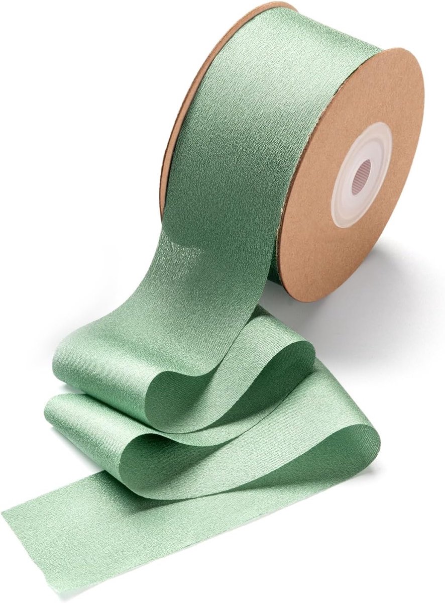 Cadeaulint voor bruiloft, 38 mm breed, saliegroene chiffon boog
