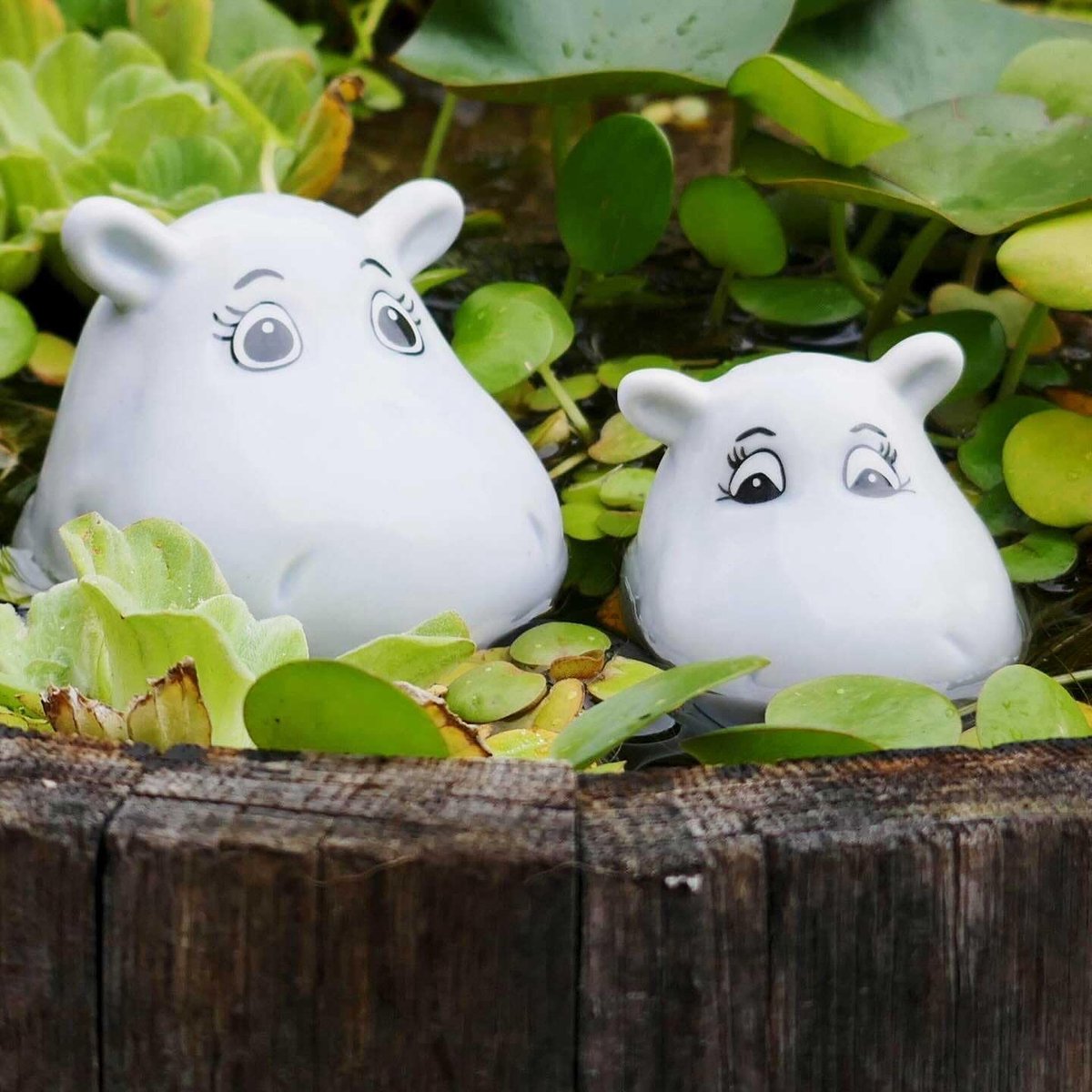 Gartenzaubereien Keramische nijlpaarden, drijvende decoratie voor mini-vijvers en binnenshuis, natuurgetrouwe dierenfiguren, vijverdecoratie, tuinfiguur