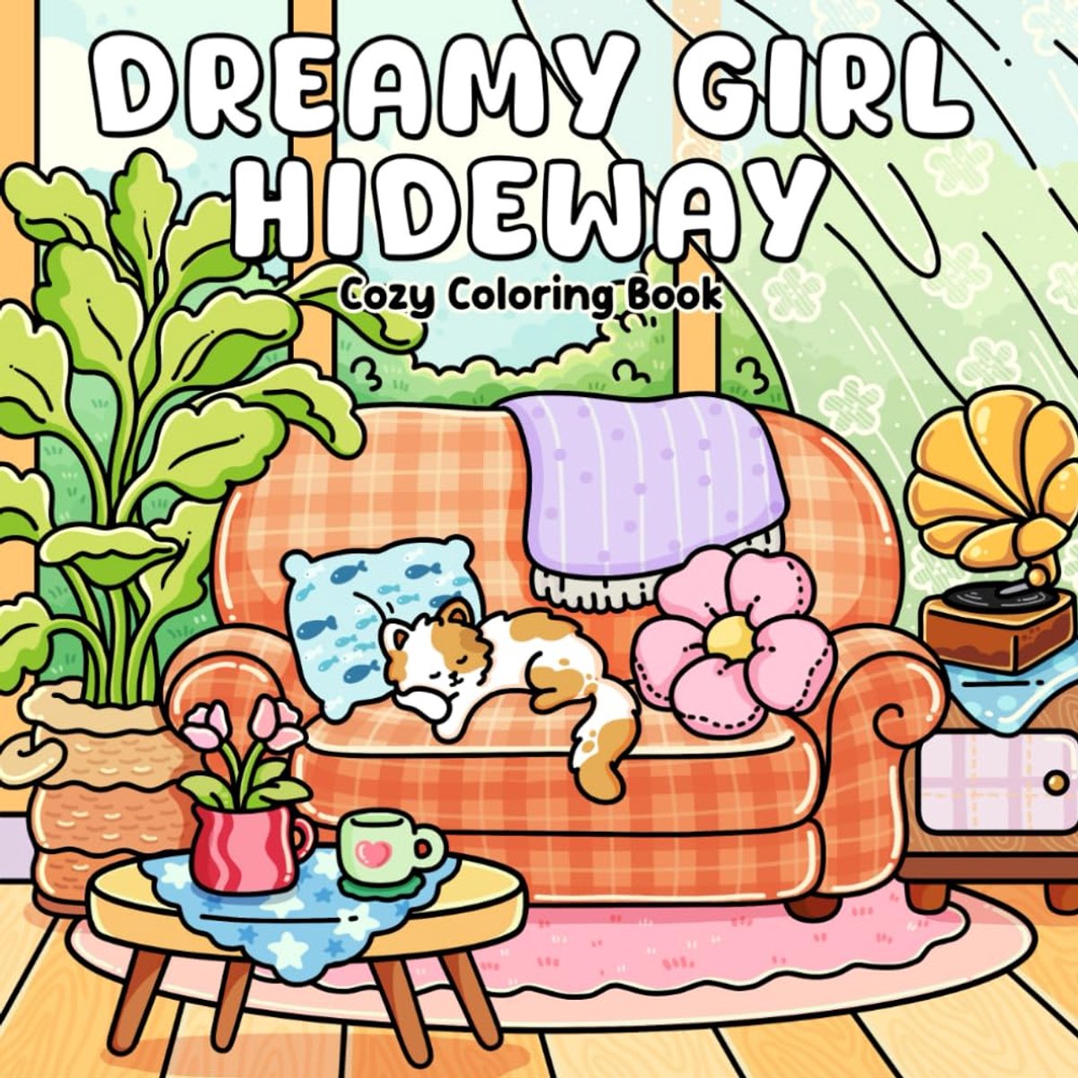 Girl Hideway: A Cozy Coloring Book Adults Teens Simple Designs