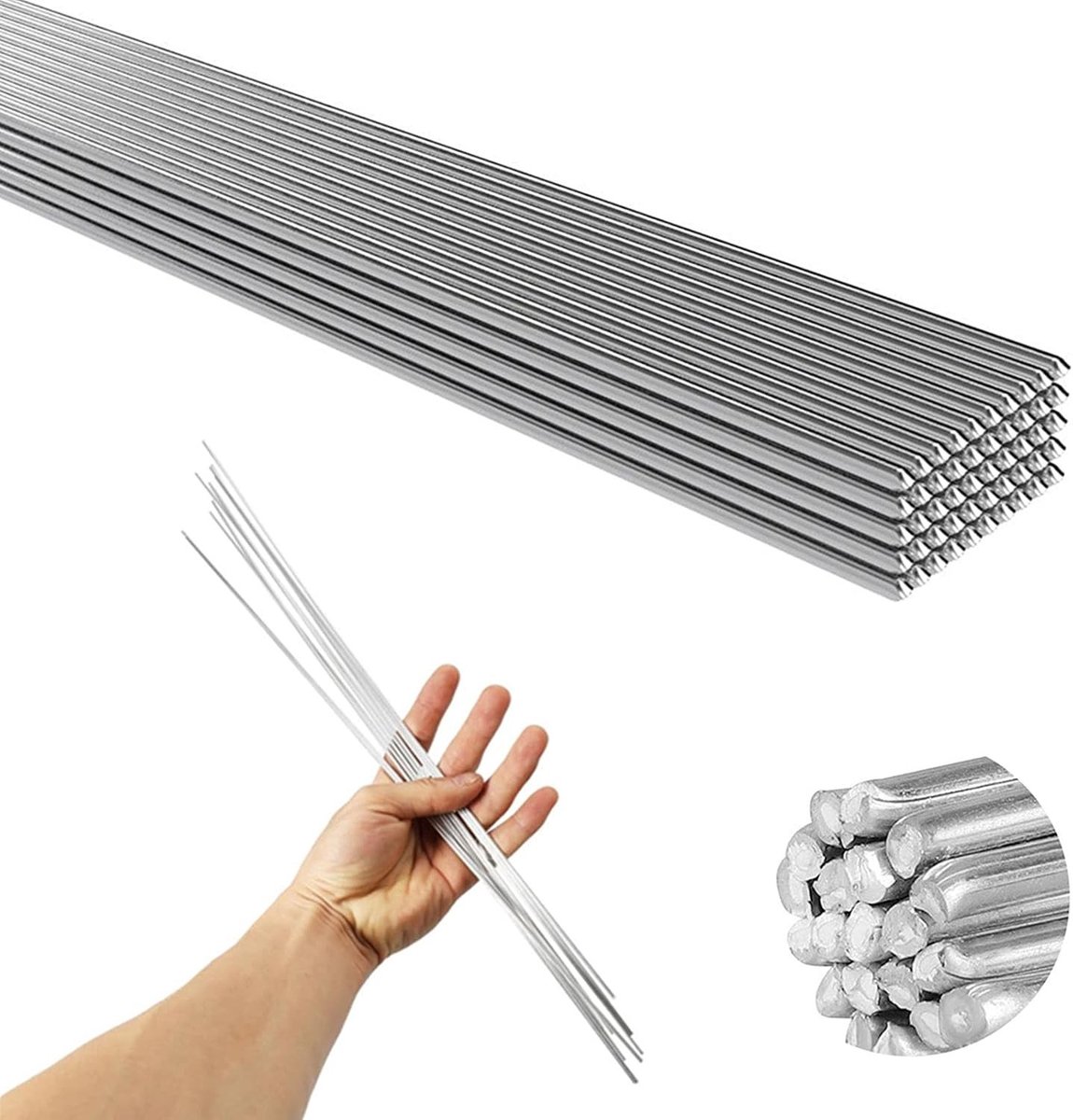 Aluminium Lasdraad voor Lage Temperatuur, 50 Stuks 2mm Reparatiestaven voor Aluminium, Handig en Efficiënt Lasmateriaal (33CM)
