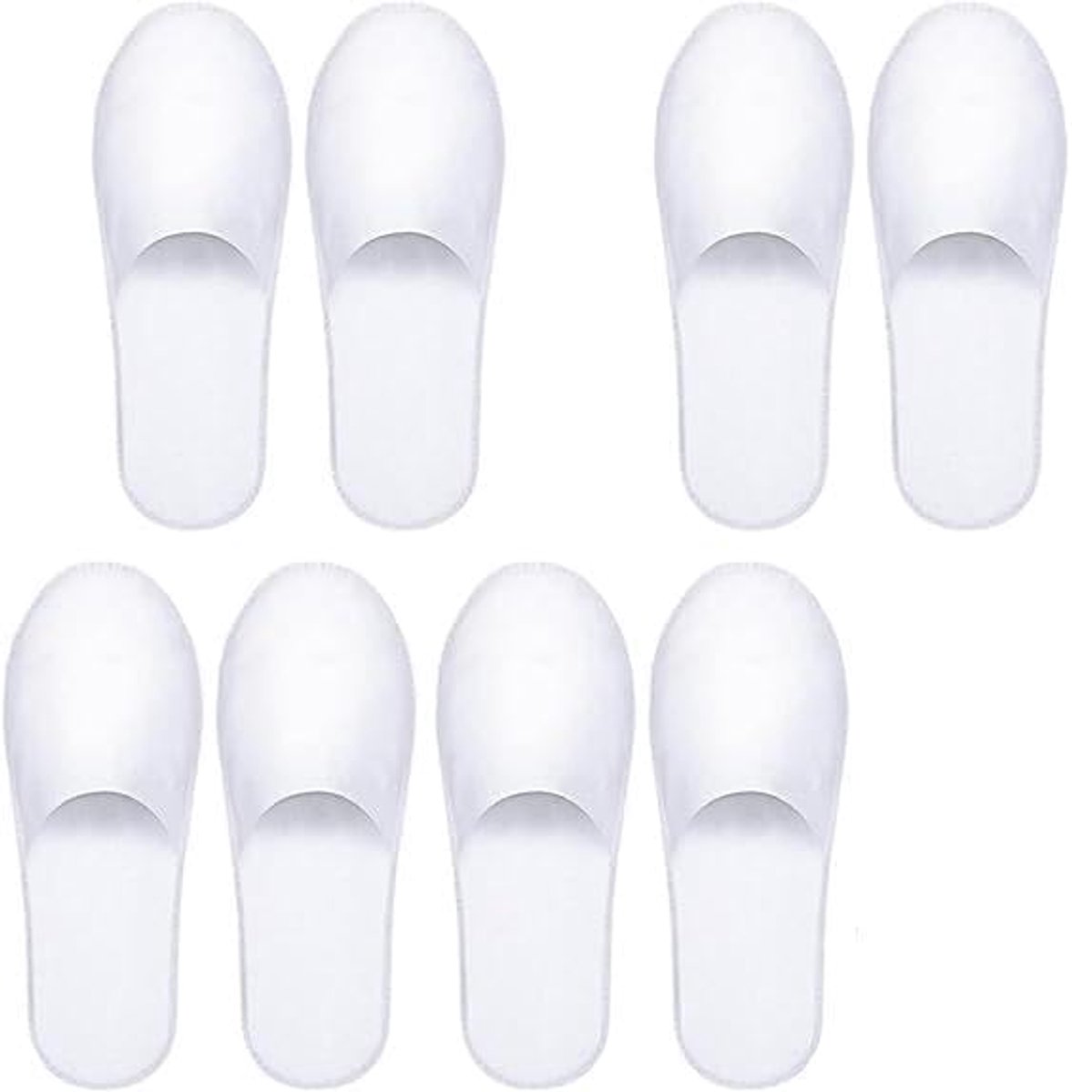 4 paar hotelslippers wit – zachte koraalfluweel gastenpantoffels met linnen zool – comfortabele wegwerpslippers voor hotel, spa, sauna en thuisgebruik