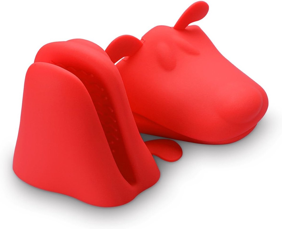 SnelShoppen - 2x Silicone Oven Potholder, Hittebestendig, Rood, Handbescherming, Keuken, Bakken, Koken, 40 tot 230 °C, Anti-slip