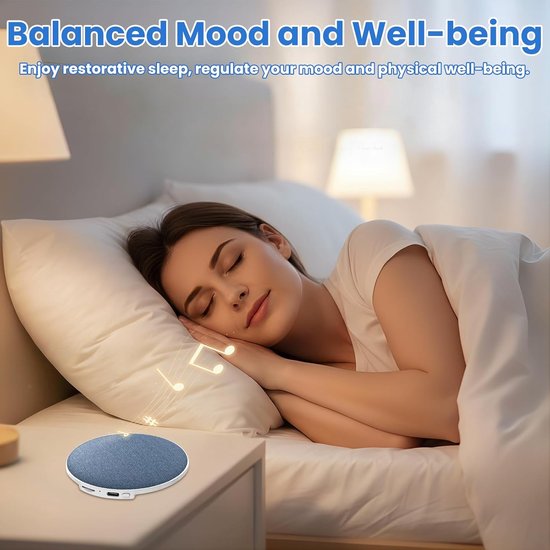 Kussenluidspreker Bluetooth - Slaap speaker - Ontspannen slapen - Ultradun onder kussen - 9.6 cm diameter - Wit — afbeelding 2