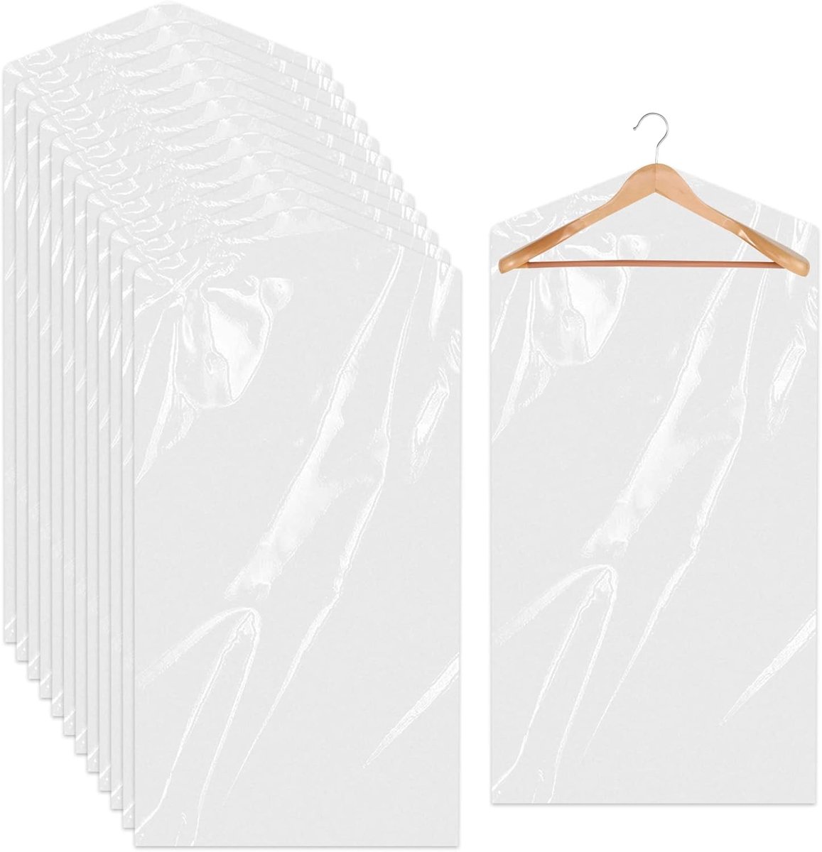 20 stuks transparante kledingtas plastic pakzak kleding stofbescherming hangende kledingzakken stofdichte kledingbescherming stomerijzakken voor pakken jassen overhemden (60 x 90 cm)