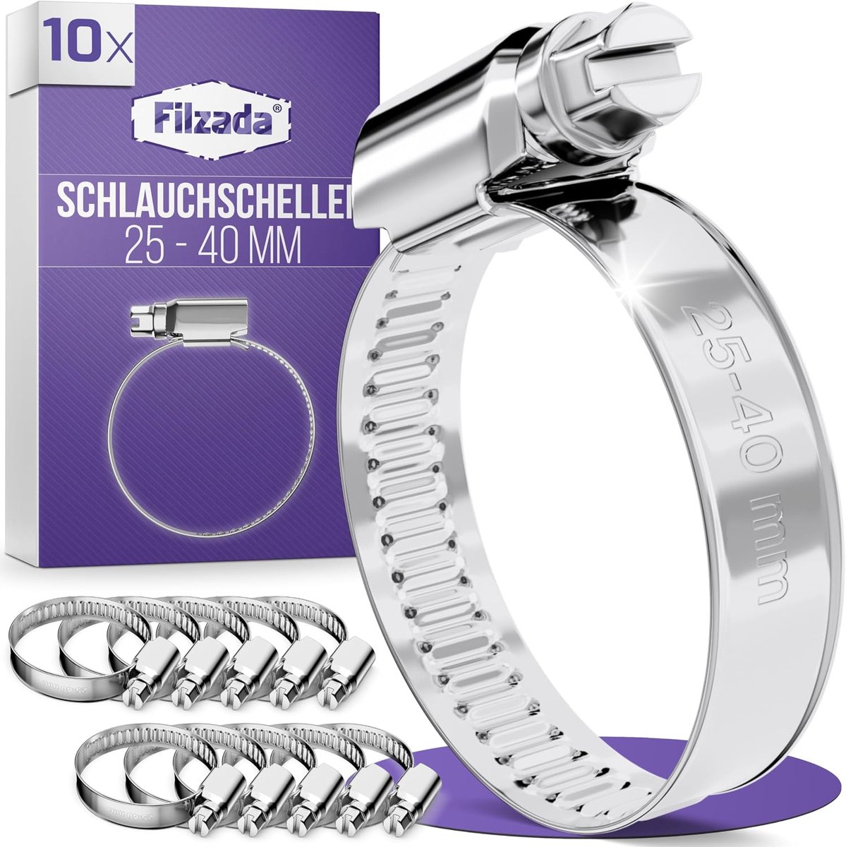 Slangenklemmen set 10x 25-40mm - RVS verstelbaar - Corrosiebestendig - Ideaal voor waterleidingen - SnelShoppen
