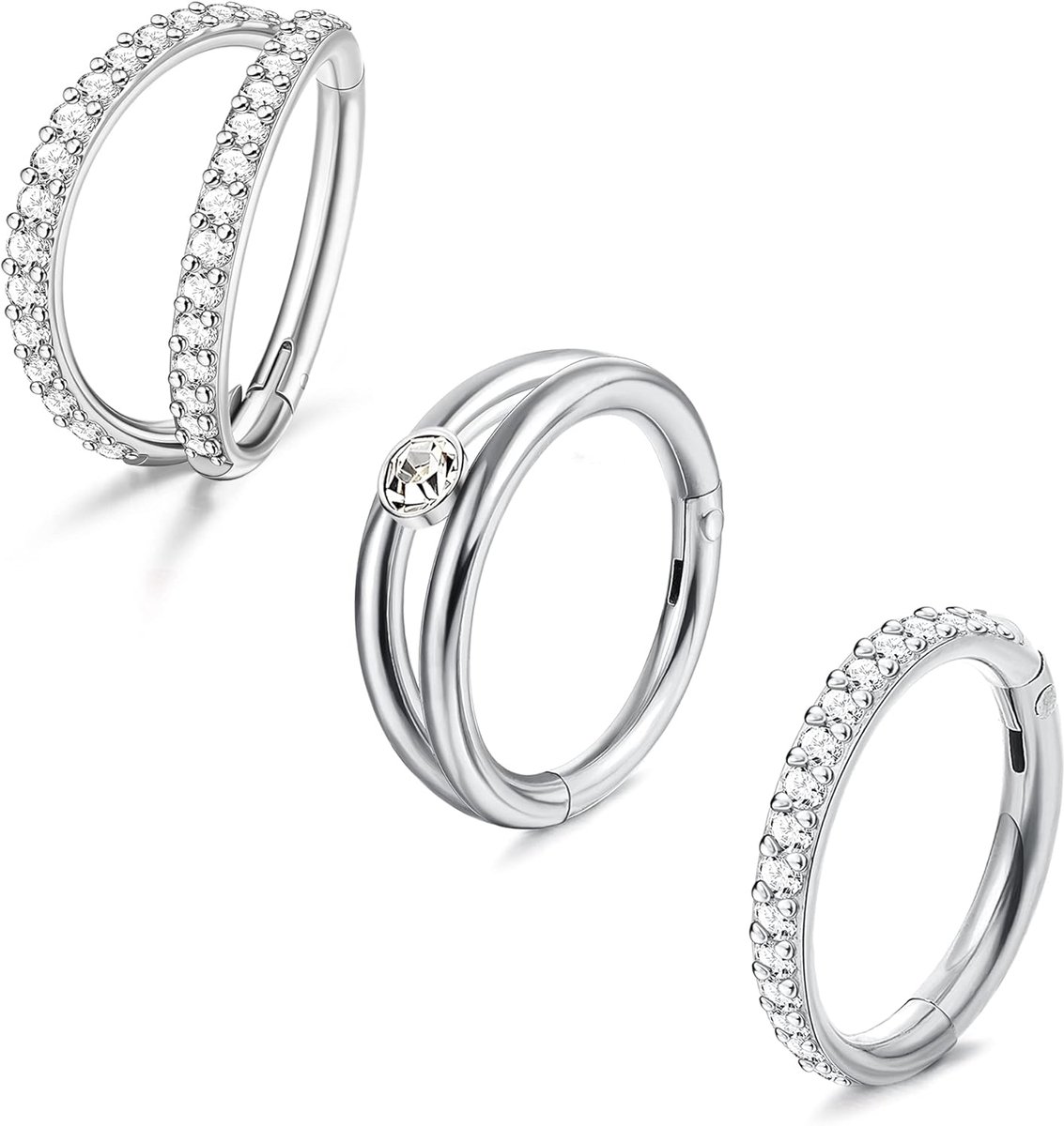3 Stks 16G 316L Chirurgisch Staal Body Neus Ring Hoop Segment