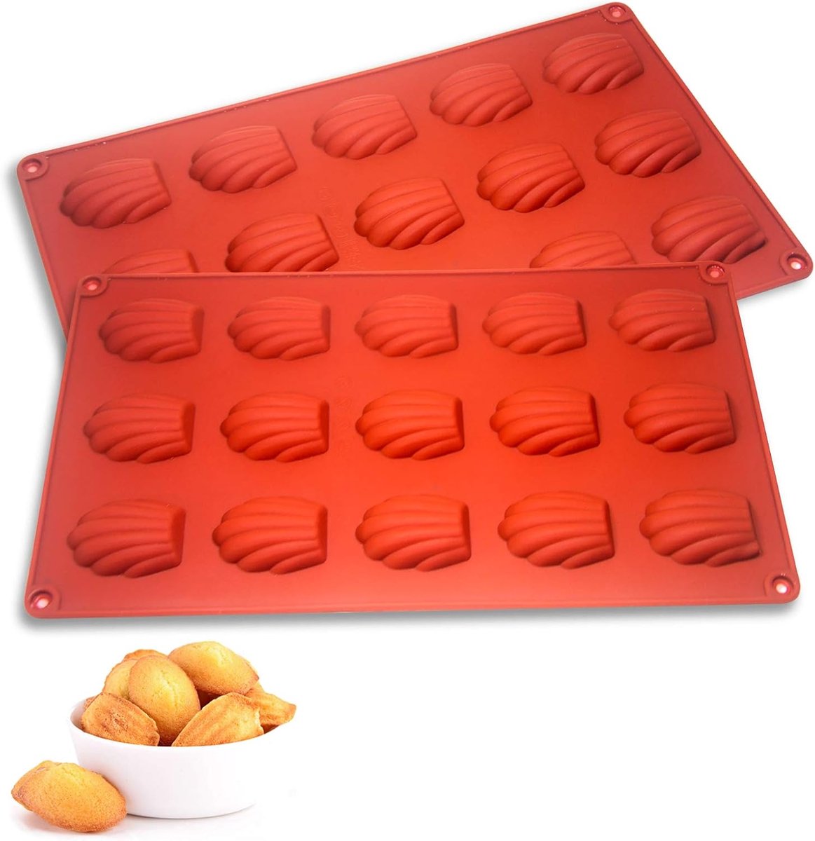 Madeleines bakplaat 2 stuks, 15 holtes siliconen non-stick