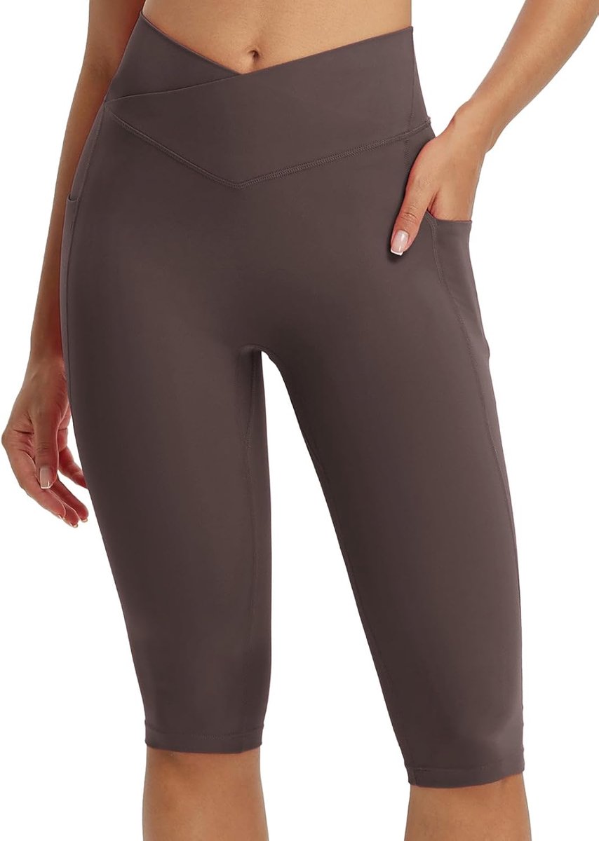 Capri-legging voor dames, knielang, capri-legging met zakken, capri