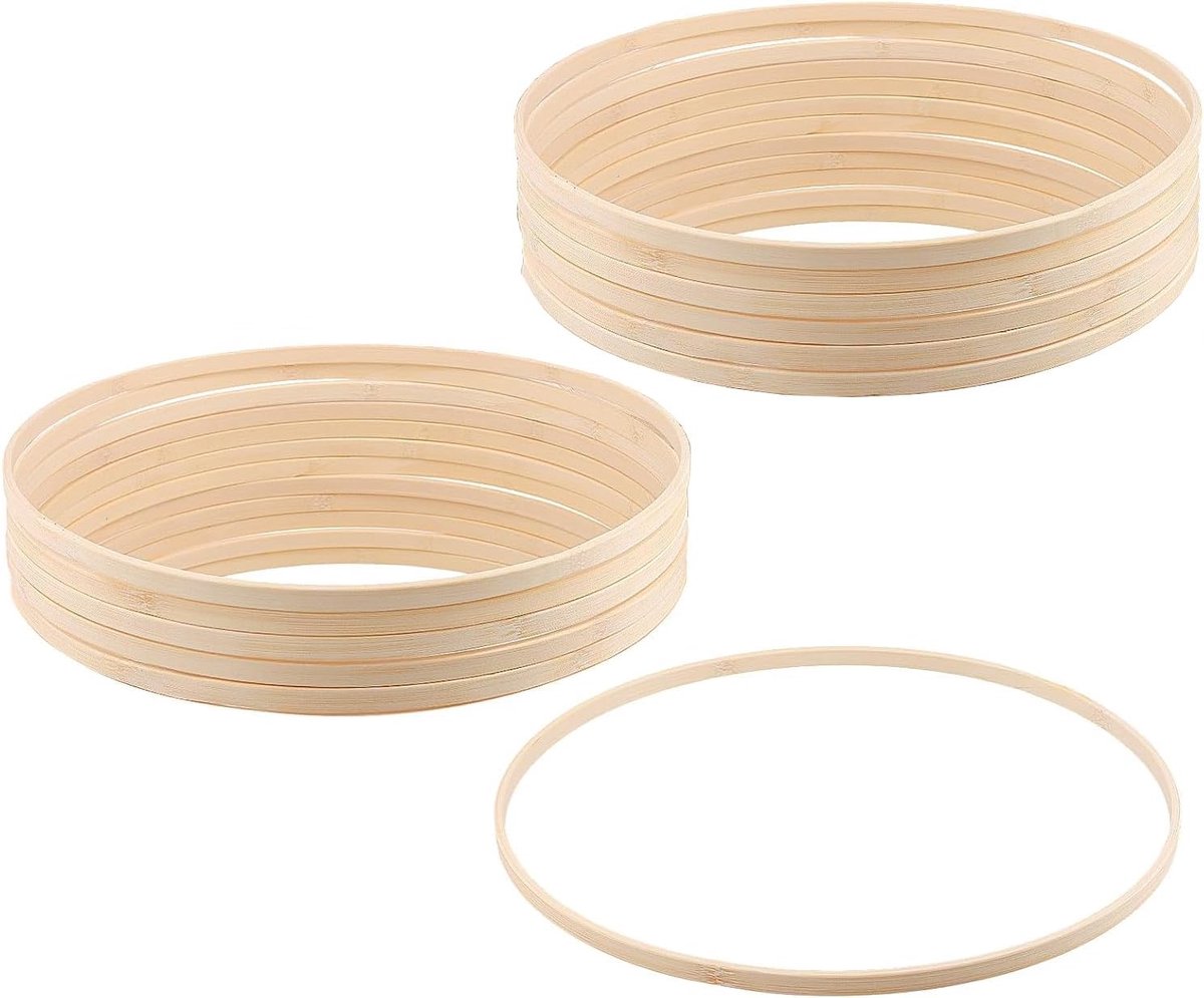 12 stuks houten ringen om te knutselen, 30 cm, bamboe ring