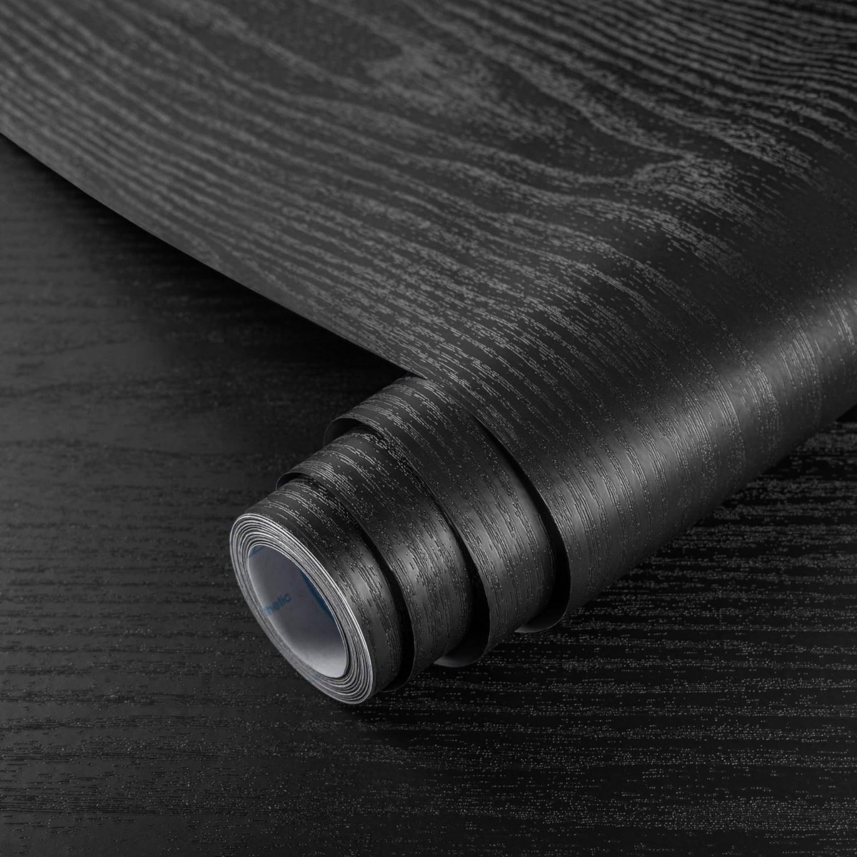 Zwart houtnerfbehang Zelfklevend vinylfilm Kleefrug Plastic rol voor deurplank Liner Liner Meubelstickers Waterdicht houteffect (30X200cm)