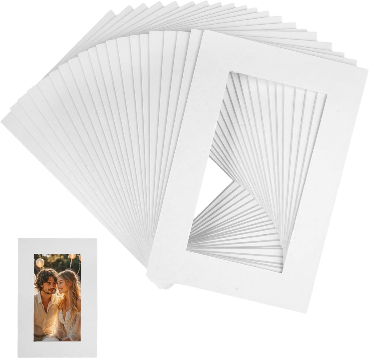 20 stuks passe-partout buitenmaat 10 x 15 cm, cartoncino passe-partout, binnenmaat 6,1 x 11,2 cm, passe-partout frame - ShopVlot