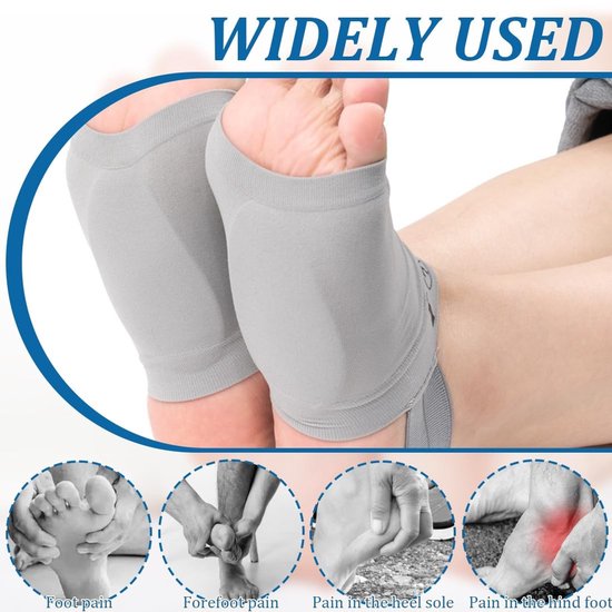 Ondersteunende orthese met dubbele boogsteun en gelkussen voor platvoeten en fasciitis, unisex, grijs, ideaal voor comfort en stabiliteit — afbeelding 3