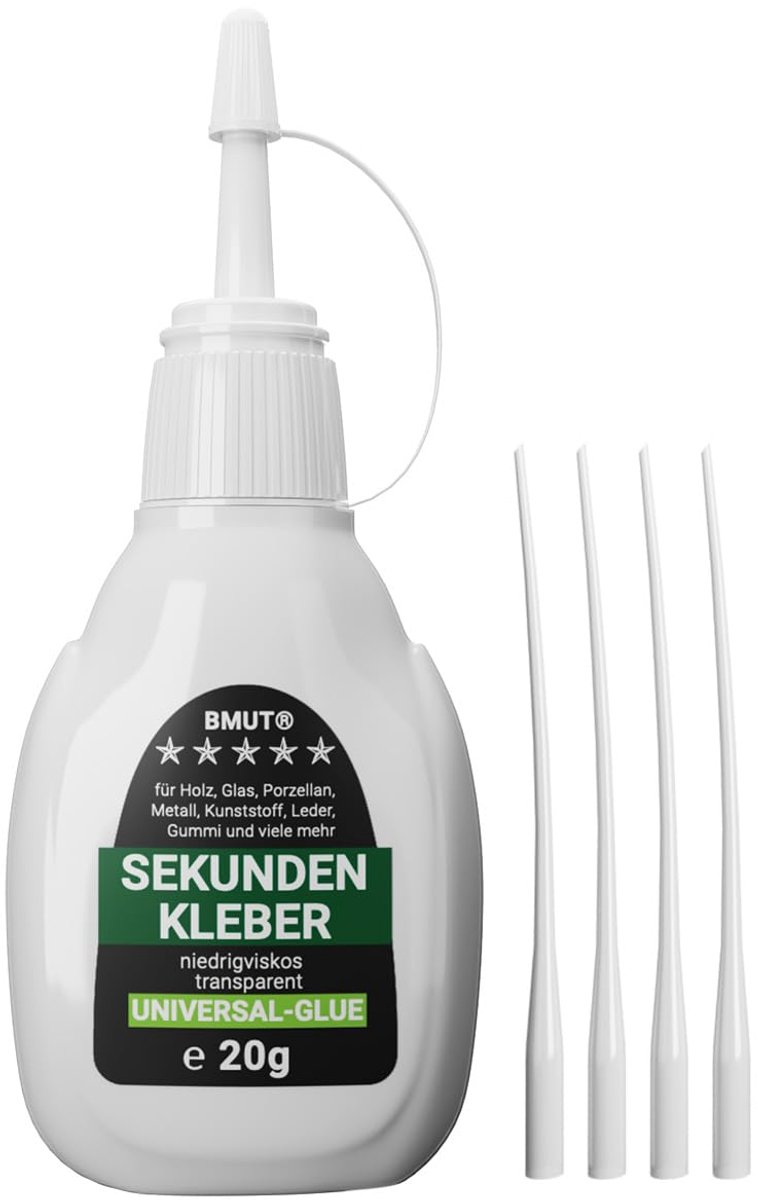 SnelShoppen - 1 x 20 g superlijm universeel, vloeibaar, extra sterk en snel, waterdicht, hittebestendig, met doseertip en dop tegen uitdrogen