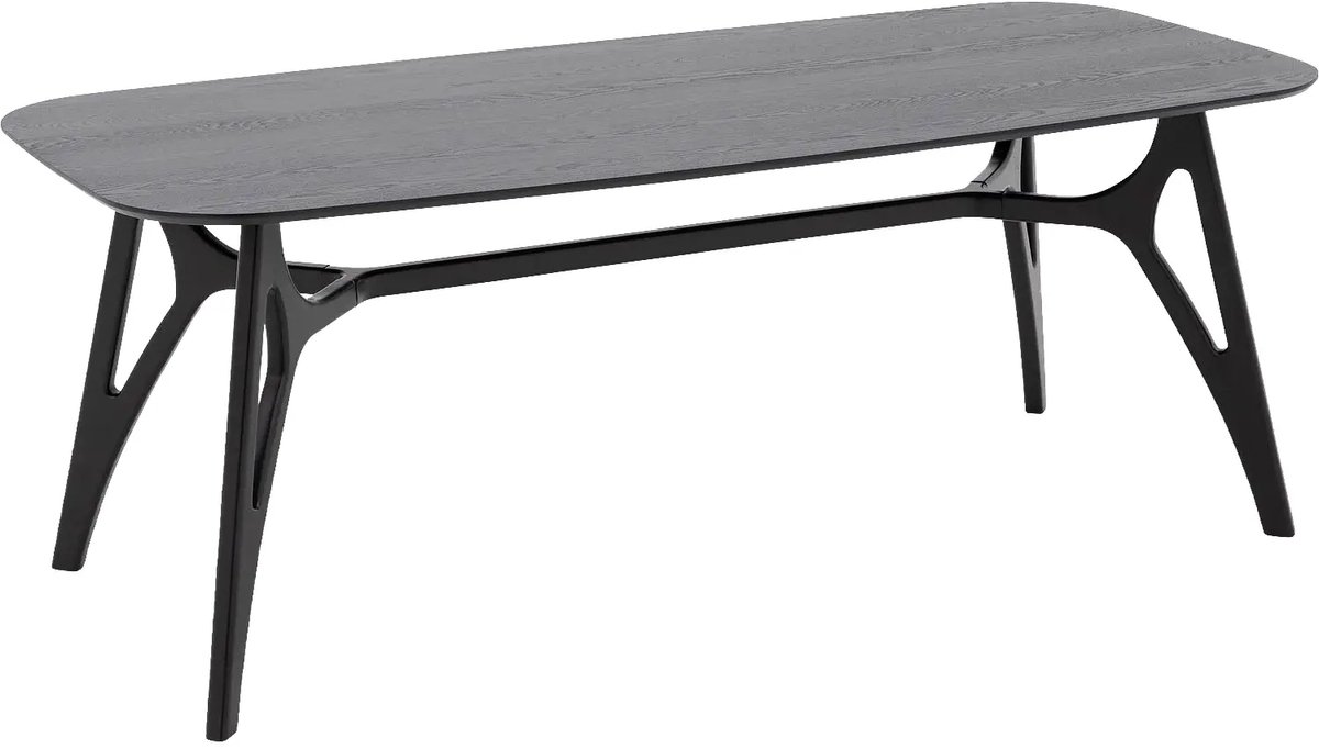 Goossens Eettafel Trani - 200 x 75 x 90 - Essenhout - zwart - rechthoekig - 8 personen essen fineer zwart gelakt