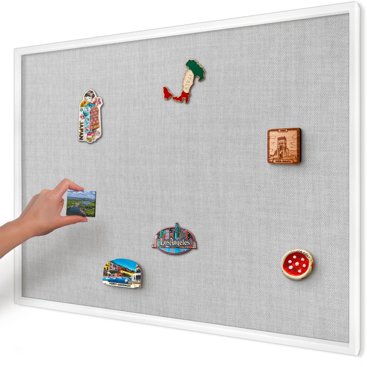 Artprintcave Grijs Magneetbord mit Witte Lijst - 100x70 cm - Subtiele Elegantie Bord Voor Magneten - Minimalist Magneet Bord mit Frame - Texturen
