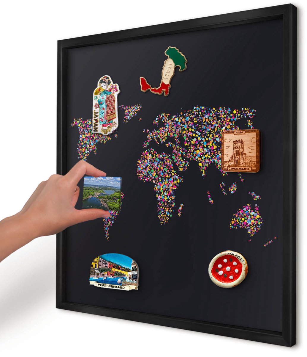 Artprintcave Zwart Magneetbord mit Zwart Frame - 50x50 cm - Kleurenkaart Wandbord Magnetisch - Abstract Magnetisch Bord - Kaarten