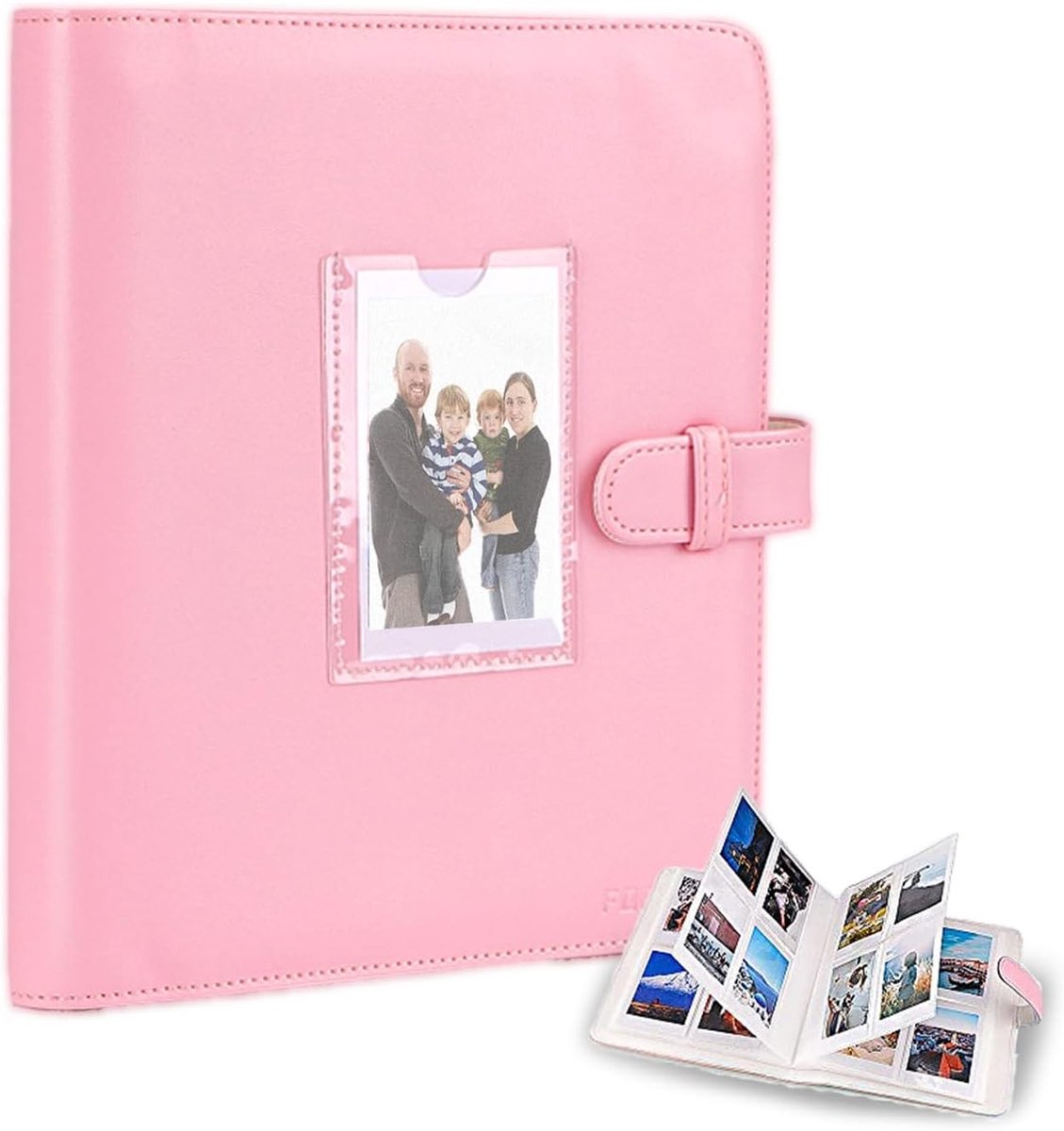 Pocket Photo Album voor Fujifilm en Polaroid 3 Inch Instant Film, Geschikt voor K-pop Foto Kaarten, Roze Album voor Herinneringen en Foto's