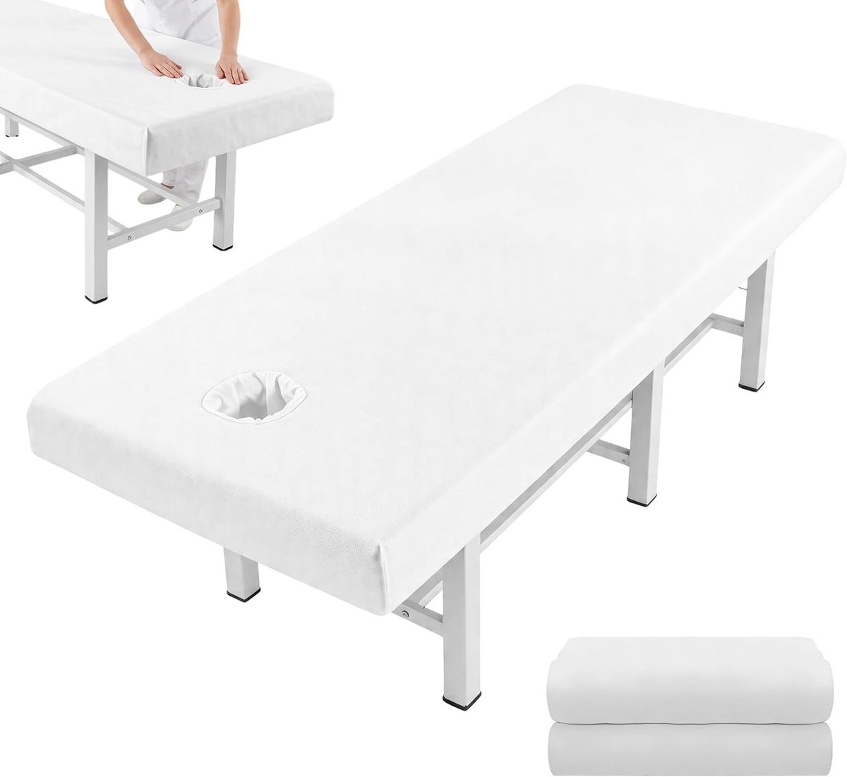 Set van 2 Waterdichte en Oliebestendige Massagedekens 80 x 190 cm, Wasbare Massagekussens voor Cosmetische Tafels en Therapiebanken