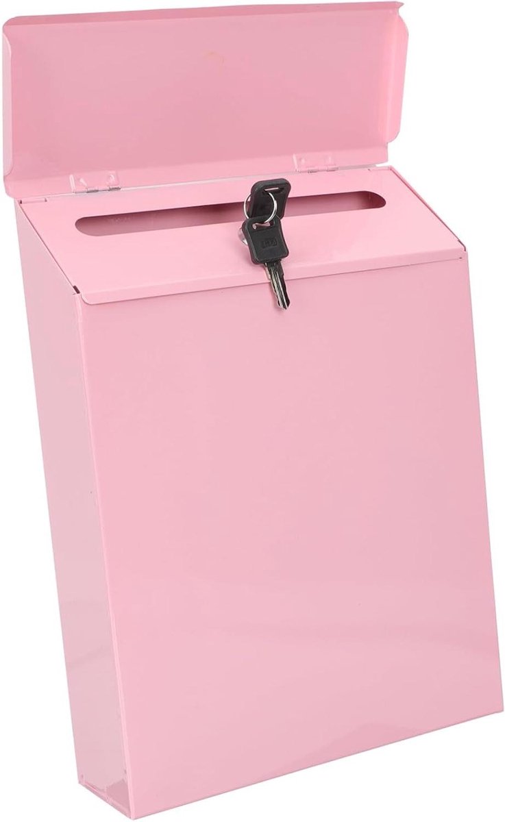 Brievenbus met Slot - Postkast Muur - Post Ontvangen - Afsluitbaar - 30x23x6 cm - Roze
