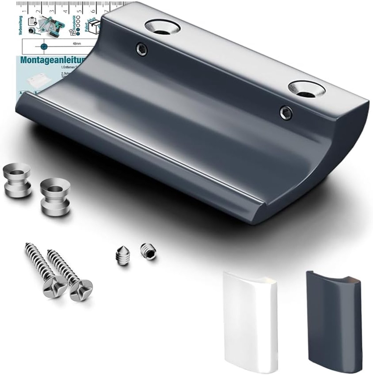 Balkondeurgreep van aluminium voor buiten 82 x 49 mm, hoogwaardige